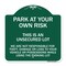Signmission This Is an Unsecured Lot We Are Not Responsible for Theft Damage or Loss to Your Vehi, GW-1818-22814 A-DES-GW-1818-22814 - alternate 1